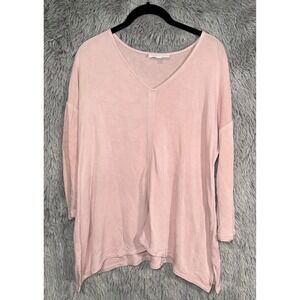 Pure Jill Sand Washed V Neck Tunic Top Light Pink Size S Made in Vietnam